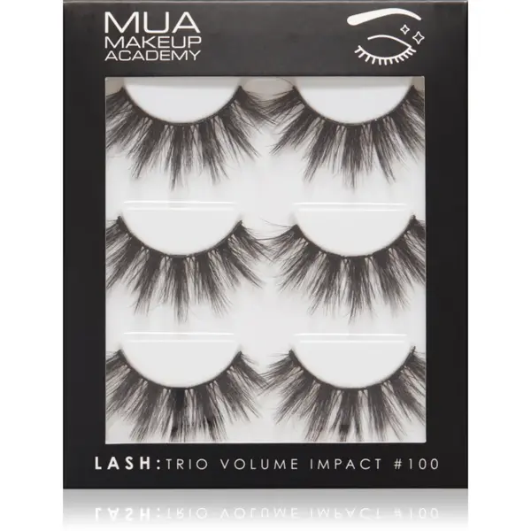 MUA Makeup Academy Lashes Volume Impact gene false tip Volume #100 3x2 buc