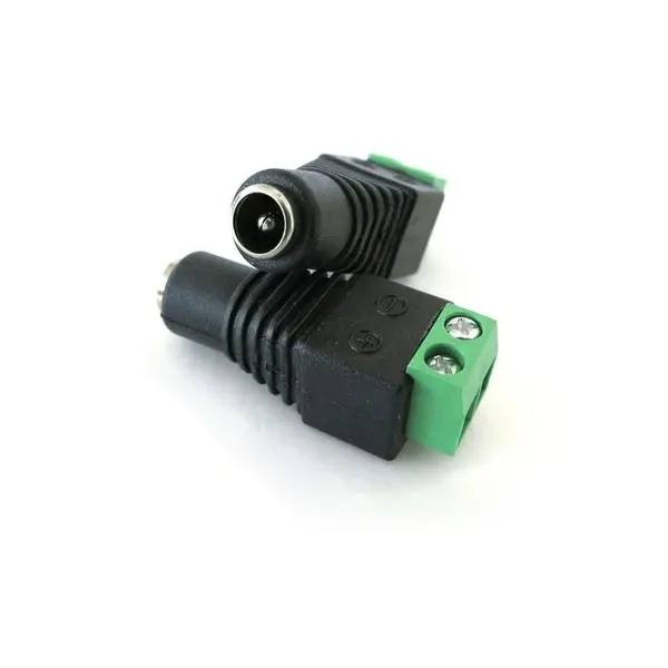 Mufă alimentare DC mamă 5.5×2.1 mm cu șurub, plastic și cupru