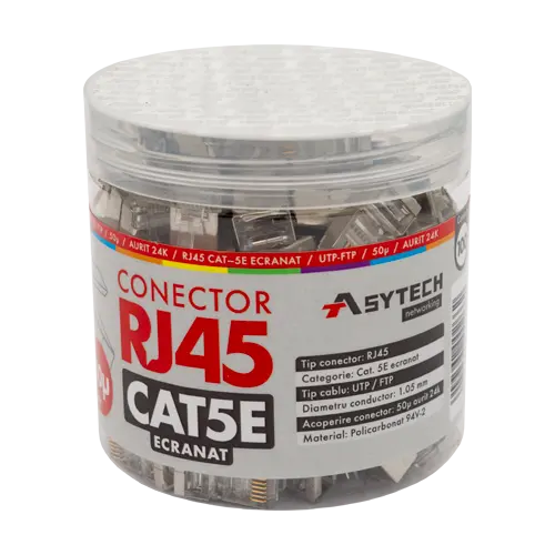 Mufa RJ-45 FTP Cat.5e, ecranata, 50u (100 buc) RJ45M-CAT5E-50U-JAR