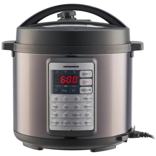 Multicooker cu gatire sub presiune Heinner Alacarte HPCK-38BK, 5.7 l, 14 programe, Negru/Argintiu