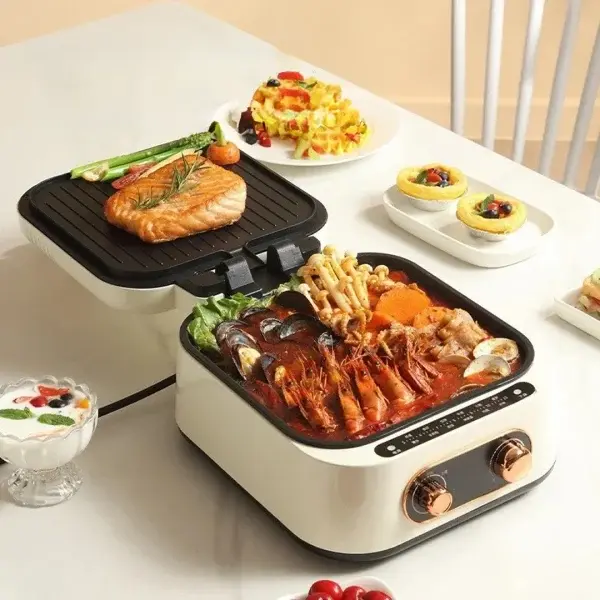 Multicooker Hot Pot, Grill, 1600 W, Crem
