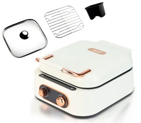 Multicooker RAF 3 In 1 Hot Pot Grill putere 1800W Alb