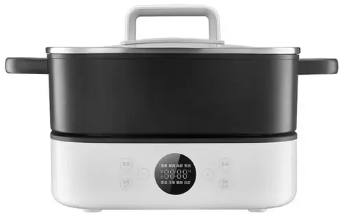 Multicooker Xiaomi Hot Pot Cooker, 6l, 2000 W, 6 niveluri smart de caldura, Temporizator, Material antiaderent, Capac din sticla securizata (Alb/Negru)