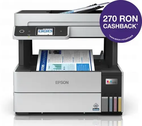 Multifunctional Epson EcoTank L6490, inkjet, A4, 17ppm, Duplex, ADF, USB, Retea, Wireless, Fax (Negru)