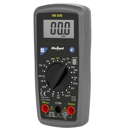 Multimetru universal Rebel Tools RB-30B, afisaj iluminat