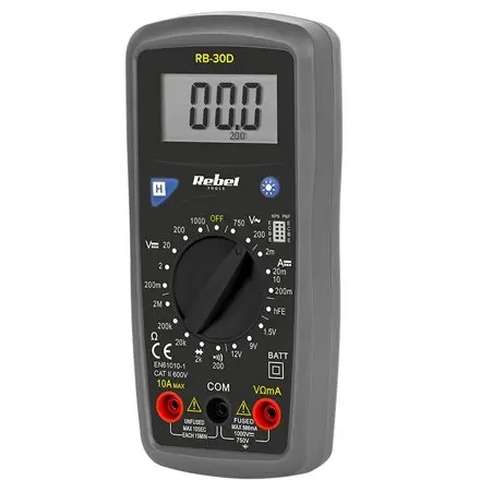 Multimetru universal Rebel Tools RB-30D, afisaj iluminat