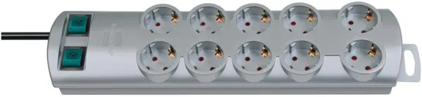 multipriza brennenstuhl primera-line technics 10 prize, intrerupator, 2m, argintiu