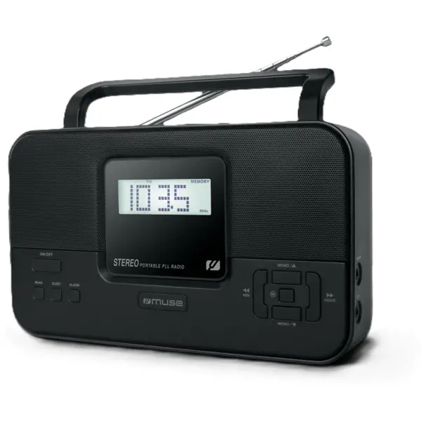 MUSE Radio portabil Muse M-087 MB,PLL, LCD cu iluminare albastra, Ceas, alarma, sleep timer, Negru