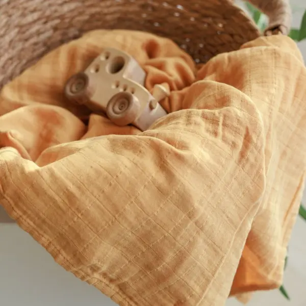 Muselina multifunctionala din bumbac organic 120x120 cm Onino Hug.me Honey Gold