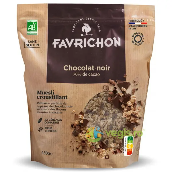 Musli Crocant cu Ciocolata Neagra fara Gluten Ecologic/Bio 450g