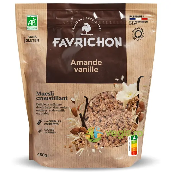 Musli Crocant cu Migdale si Vanilie fara Gluten Ecologic/Bio 450g