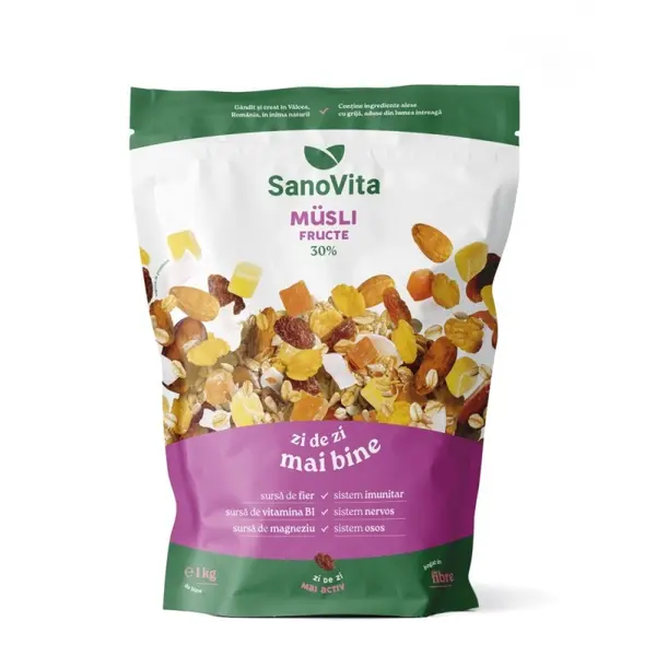 Musli cu Fructe 30%, Sanovita Zipper, 1 kg