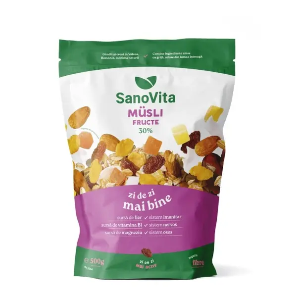 Musli cu Fructe 30%, Sanovita Zipper, 500 g
