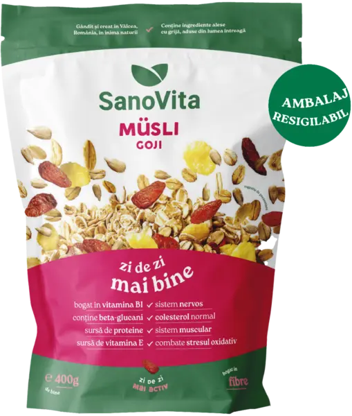 Musli cu goji fara zahar, 400g, SanoVita