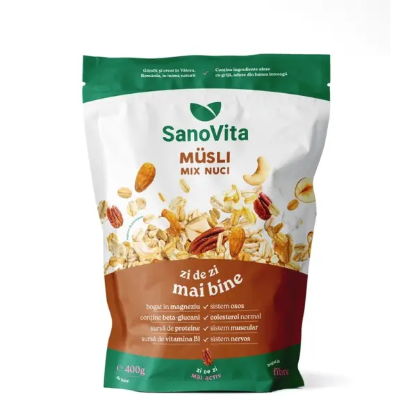 Musli cu Mix de Nuci, Sanovita Zipper, 400 g