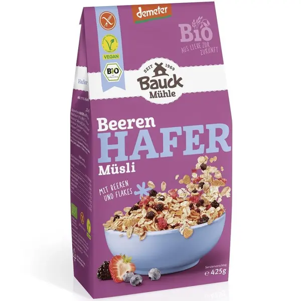 Musli cu ovaz cu fructe de padure fara gluten, eco - 425 g