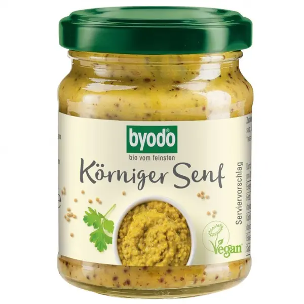 Mustar mediu cu boabe de mustar fara gluten, eco - 125 ml