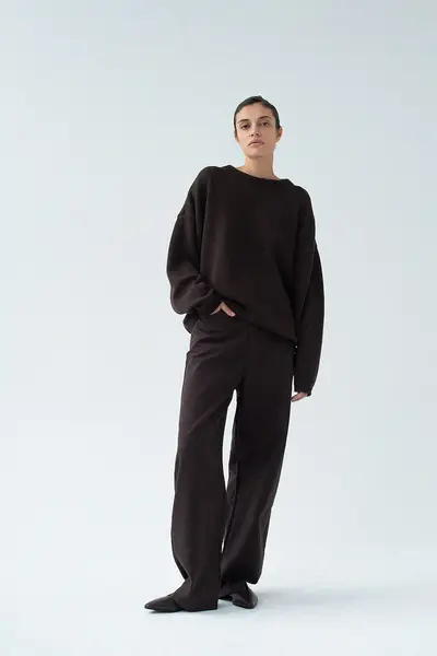 Muuv. pantaloni wide leg pentru femei, din bumbac cu elastan FIGEE