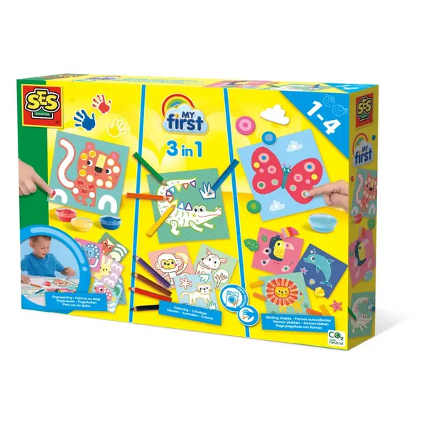 My First , Set pictura cu degete, colorare si lipire forme 3 in 1