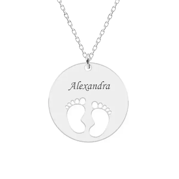 My kid - Colier personalizat banut cu nume si talpite din argint 925