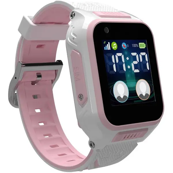 MyKi Smartwatch Watch 4, LTE, cu tripla localizare (LBS, GPS, Wi-Fi), IP67, Alb Roz