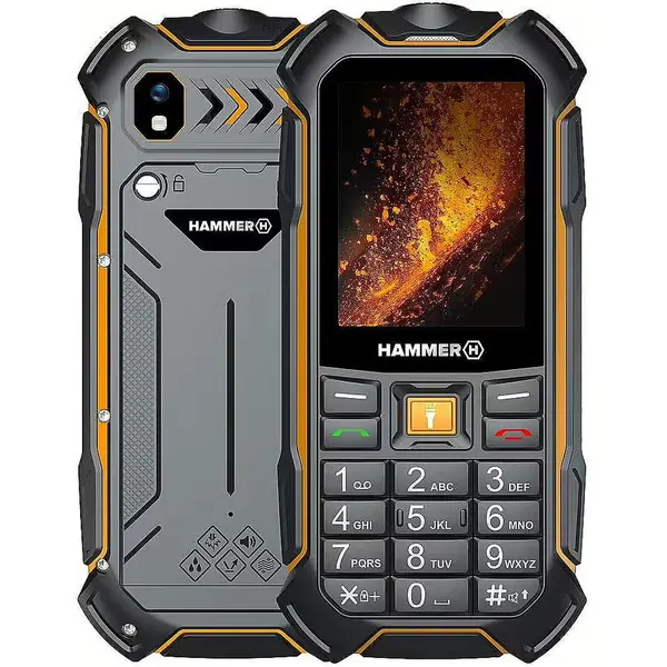 Myphone Telefon Mobil Hammer Boost 2, LTE- 4 G, 2.4 inch, 64 MB RAM, 128 MB, 2MP, 3500mAh, IP68, Negru-Portocaliu