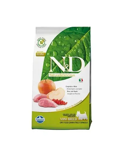 N&D Boar & Apple Adult Mini Hrana uscata caini talie mica, cu mistret si mar 800 g
