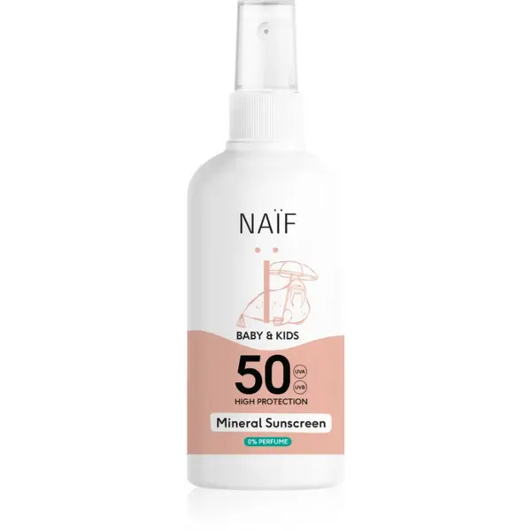 Naif Baby & Kids Mineral Sunscreen SPF 50 0 % Perfume spray protector pentru plajă 100 ml