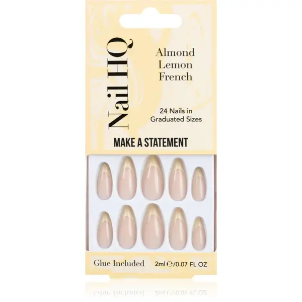 Nail HQ Almond Lemon French unghii artificiale cu lipici 24 buc
