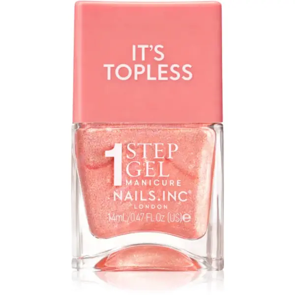 Nails Inc. It’s Topless lac de unghii sub forma de gel pentru un efect de lunga durata culoare Millie Peach Iridescent 14 ml