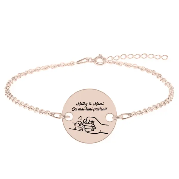 Nala - Bratara personalizata cu banut pentru mama din argint 925 placat cu aur roz