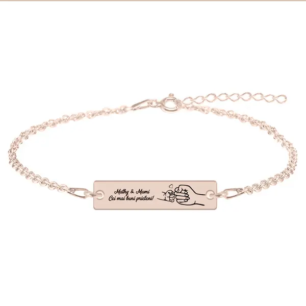Nala - Bratara personalizata cu tablita pentru mama din argint 925 placat cu aur roz