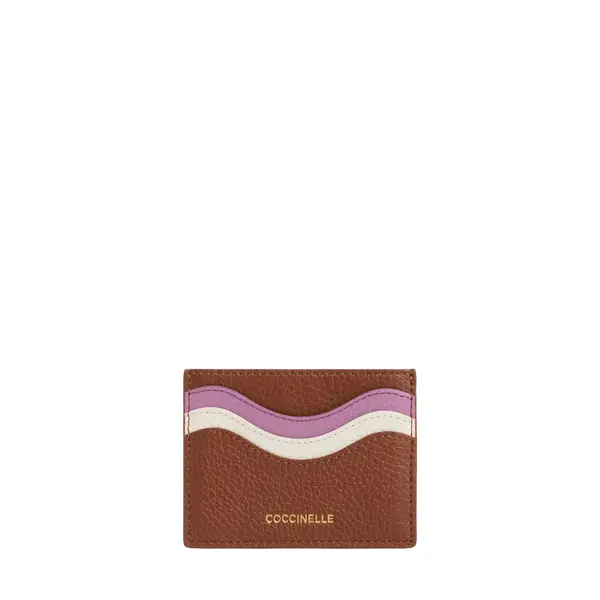 Nami small card holder grained leather cognac + pearl + jellyfish