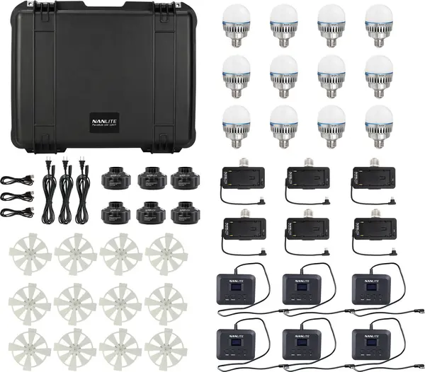 Nanlite PavoBulb 10C Kit 12 Becuri LED RGBWW, 2700K-7500K, Full Color, Control DMX si App, Include accesorii si Geanta rigida