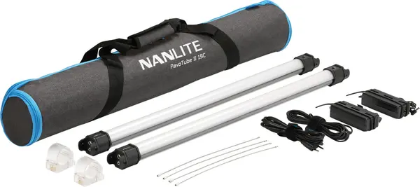 Nanlite PavoTube II 15C Kit 2 Tuburi LED RGBWW, 77 cm, 30W, 2700K-7500K, G/M Adjust, Baterie integrata, Incarcare USB-C PD
