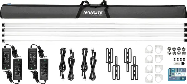 Nanlite PavoTube II 60XR Kit 4 Tuburi LED RGBWW, 2700K-12000K, Pixel Control, CRMX LumenRadio, DMX, 244cm, Baterie Integrata