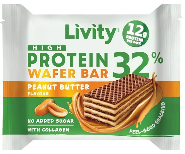 Napolitană proteică cu unt de arahide, 38 g, Livity