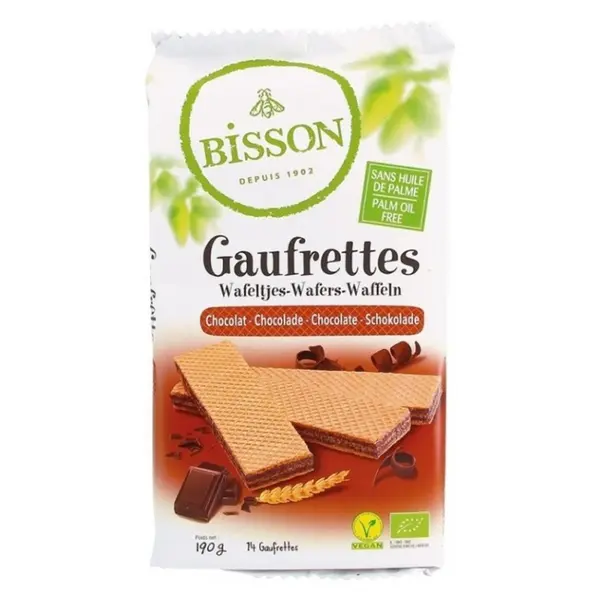Napolitane BIO cu Ciocolata, 190 g, Bisson
