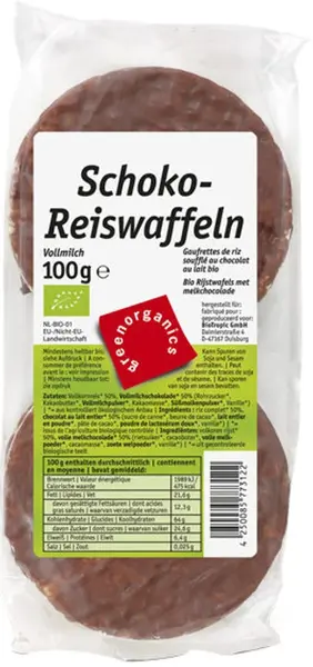 Napolitane de orez cu ciocolată, 100 g, verde