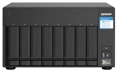 NAS Qnap TS-832PX-4G, 8 Bay-uri, Procesor AnnapurnaLabs Alpine AL324 ARM® Cortex-A57 quad-core 1.7GHz, 4 GB DDR4 (Negru)