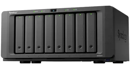 NAS Synology DS1825+, 8 Bay-uri, AMD Ryzen V1500B 2.2GHz, 8GB DDR4 ECC, 2 x 2.5GbE LAN, USB 3.2, PCIe (Negru)
