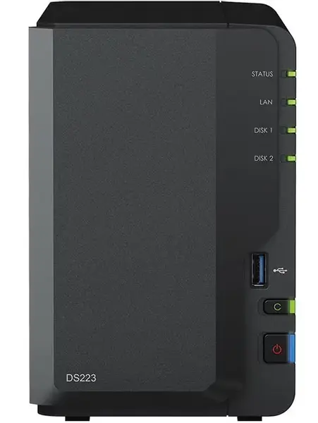 NAS Synology DS223, 2 Bay-uri, Gigabit, Procesor Realtek RTD1619B, t2 GB DDR4 (Negru)