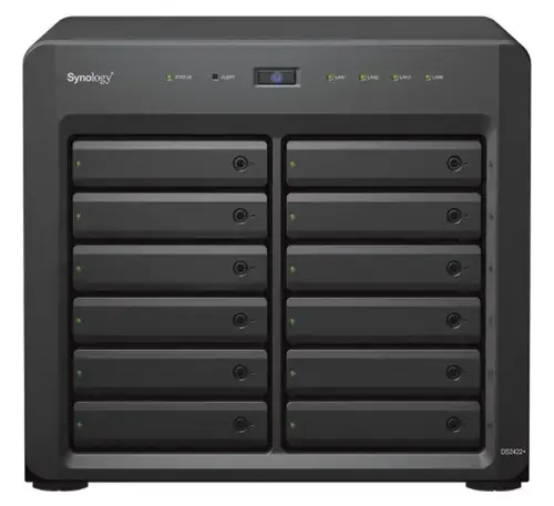 NAS Synology DS2422+, 12 Bay-uri, Gigabit, Procesor AMD Ryzen V1500B, 2.2 GHz, 4 GB DDR4 ECC
