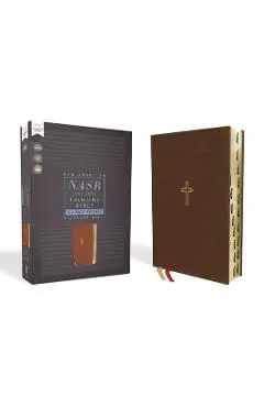Nasb, Thinline Bible, Large Print, Leathersoft, Brown, Red Letter Edition, 1995 Text, Thumb Indexed, Comfort Print - Zondervan