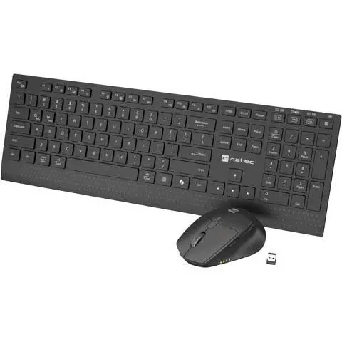 natec Kit Natec Stingray 2, tastatura wireless tip membrana, 109 taste, mouse wireless, rezolutie maxima 1400 DPI, senzor Blue Sense, Negru