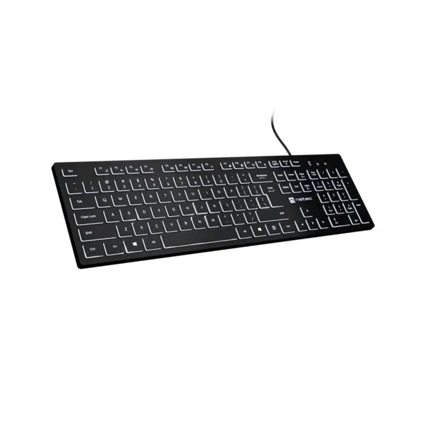 natec Tastatura Natec Herring Slim, Cu fir, Lungime cablu 1.5 m, USB, Negru-alb