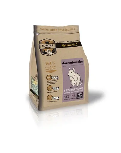NATURAL-VIT Korona Natury hrana completa pentru veverite Degu 2 x 750 g + amestec de plante pentru veverite Degu 70 g