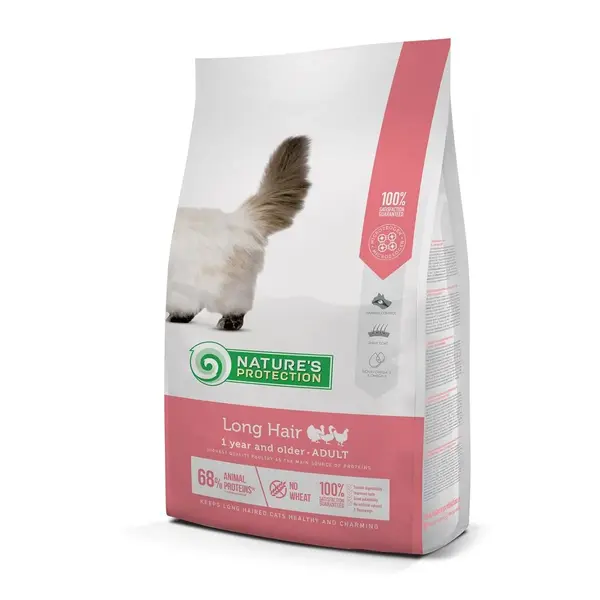 NATURES PROTECTION Long Hair, Pasăre, hrană uscată pisici cu păr lung, 7kg