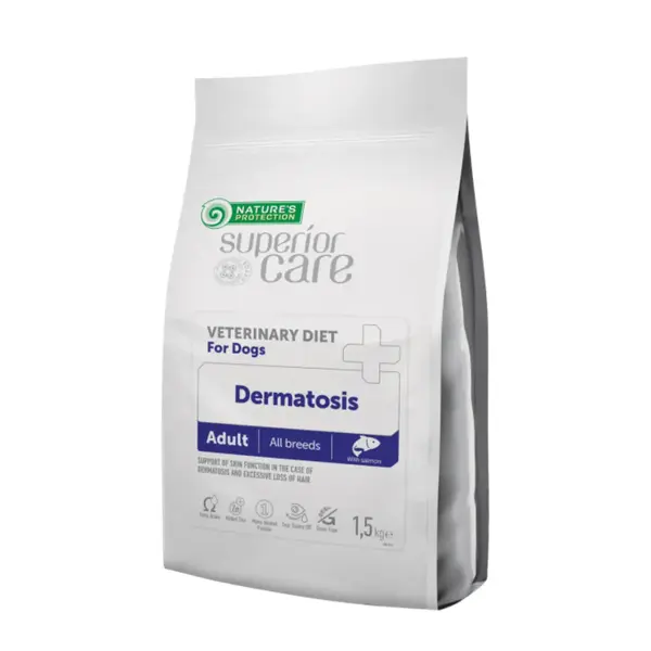 NATURES PROTECTION Superior Care Veterinary Diet Dermatosis, XS-XL, Somon, dietă veterinară, hrană uscată monoproteică câini, piele & blană, 10kg