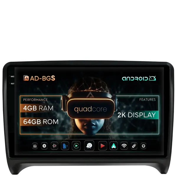 Navigatie 2K Audi TT, Android, S-Quadcore 4GB RAM + 64GB ROM, 9.5 Inch - AD-BGS90042K+AD-BGRKIT426